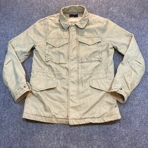 Vintage Y2K Abercrombie & Fitch Men's Medium Tan Army Military Field Coat Jacket